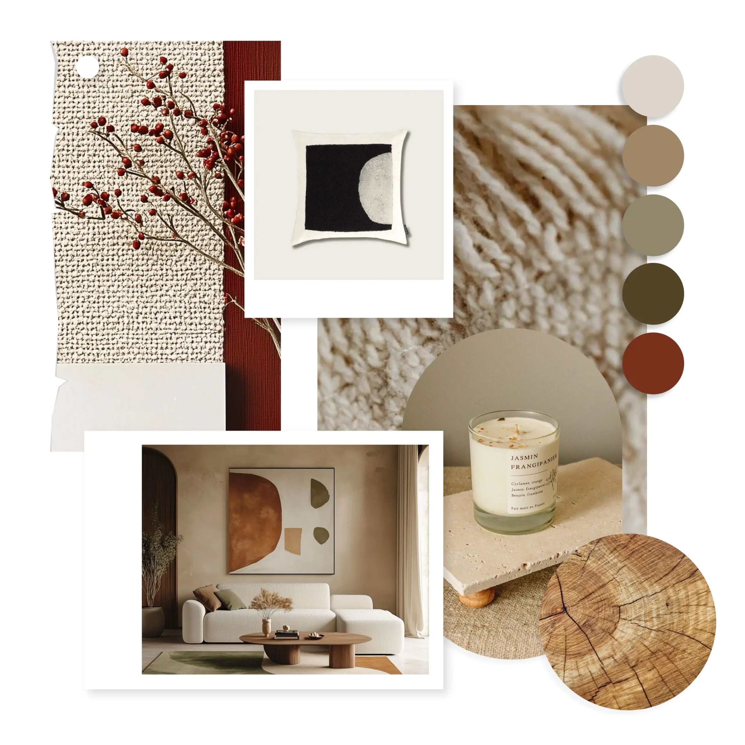 moodboard-01 AI generated moodpboard by myty home - nature and red accented colour